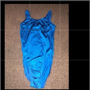Sparkly blue gymnastics leotard